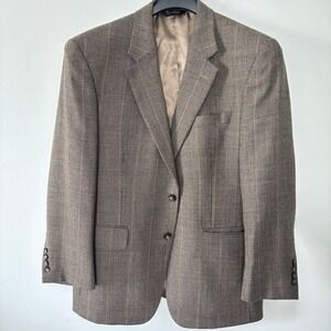 Jos A Banks Men's Brown Plaid Two Button Blazer Sport Coat Jacket‎ Career 42S